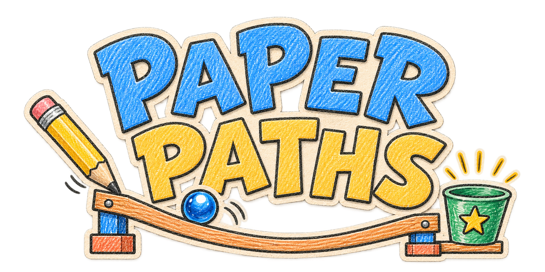 Paper Paths — a pencil, marble, and bucket